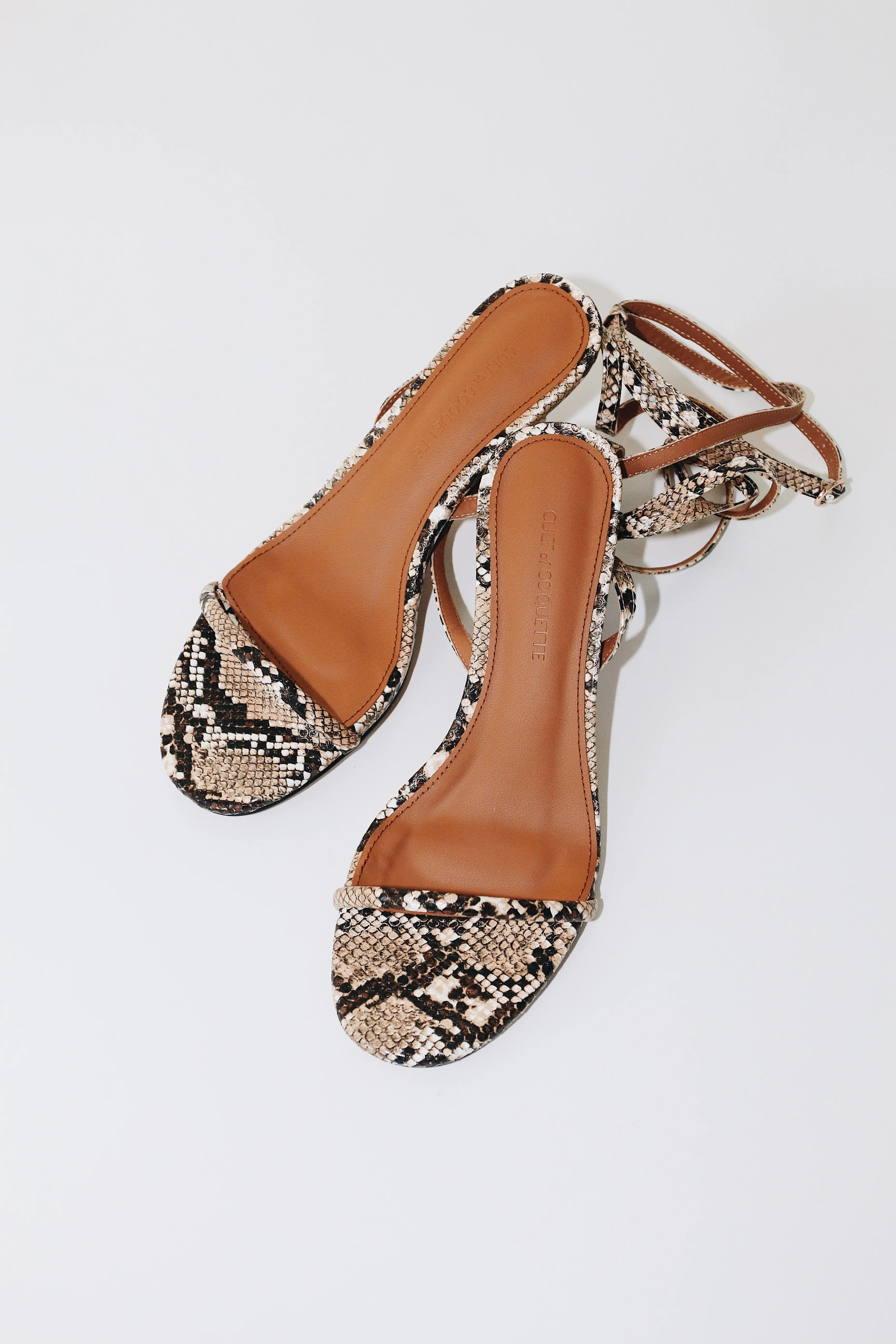 Tonia Tan Snake Kitten Heel Sandal 60 mm | CULT OF COQUETTE