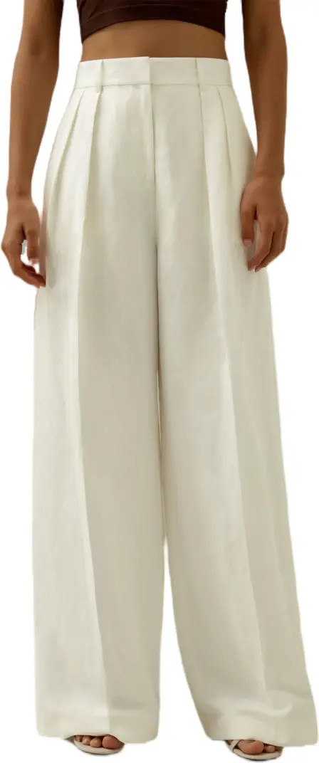 Front-Pleated Silk-Linen Blend Trousers | Nordstrom