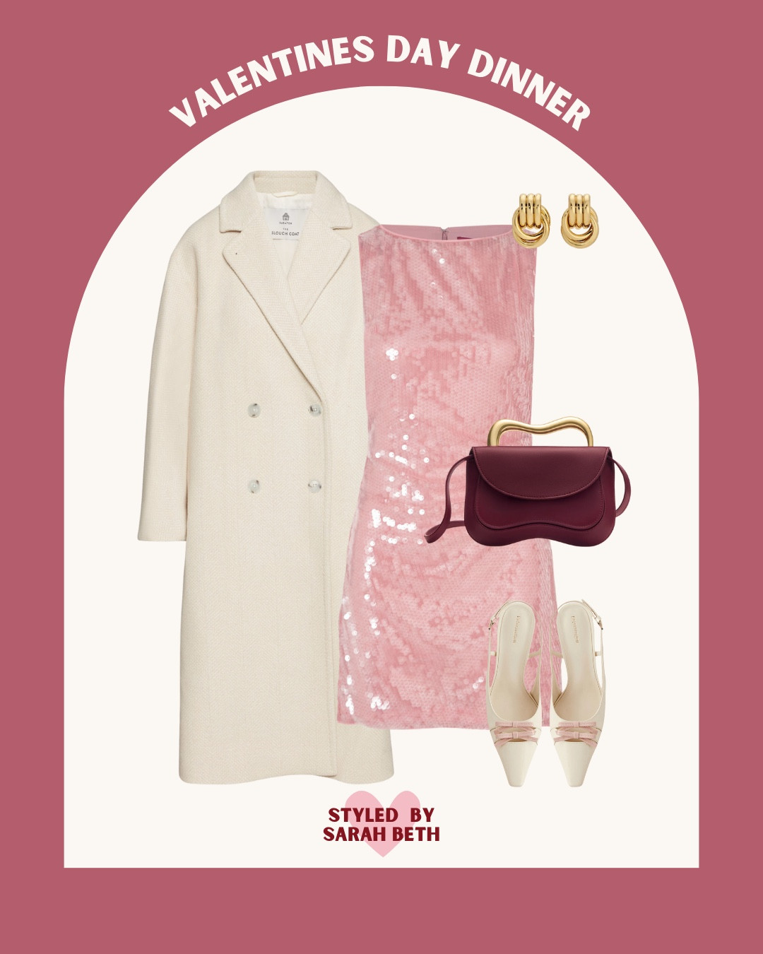 Pink and burgundy Valentine’s Day outfit

#LTKStyleTip #LTKShoeCrush #LTKItBag
