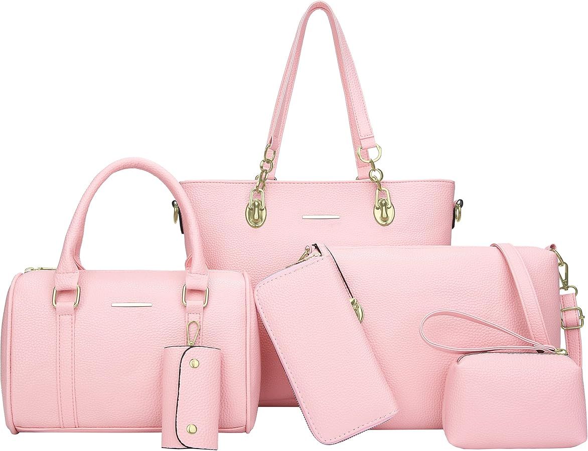 OTMIPIML Purses and Handbags for Women Synthetic Leather Tote Crossbody Bags Satchel Purses Set 6... | Amazon (US)