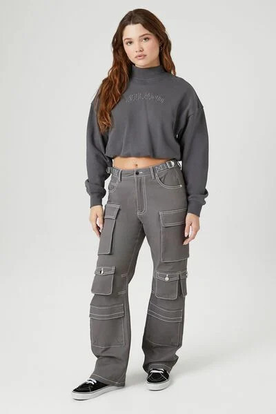 Twill Topstitched Cargo Pants | Forever 21
