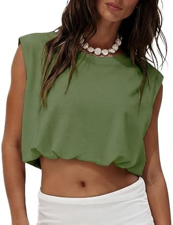 Lepunuo Womens Summer Tops Bubble Hem Tank Tops Sleeveless T Shirts Trendy Crew Neck Cotton Blous... | Amazon (US)