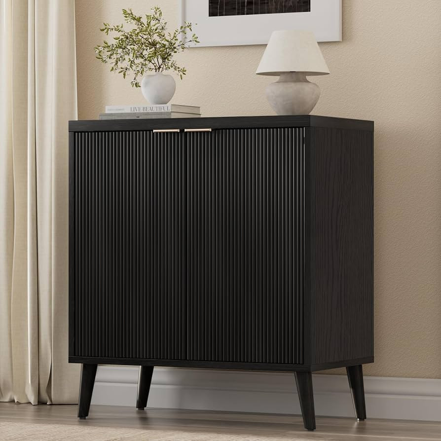 Buffet Cabinet with Storage, Modern Fluted Accent Sideboard with Doors & Adjustable Shelves, Buff... | Amazon (US)