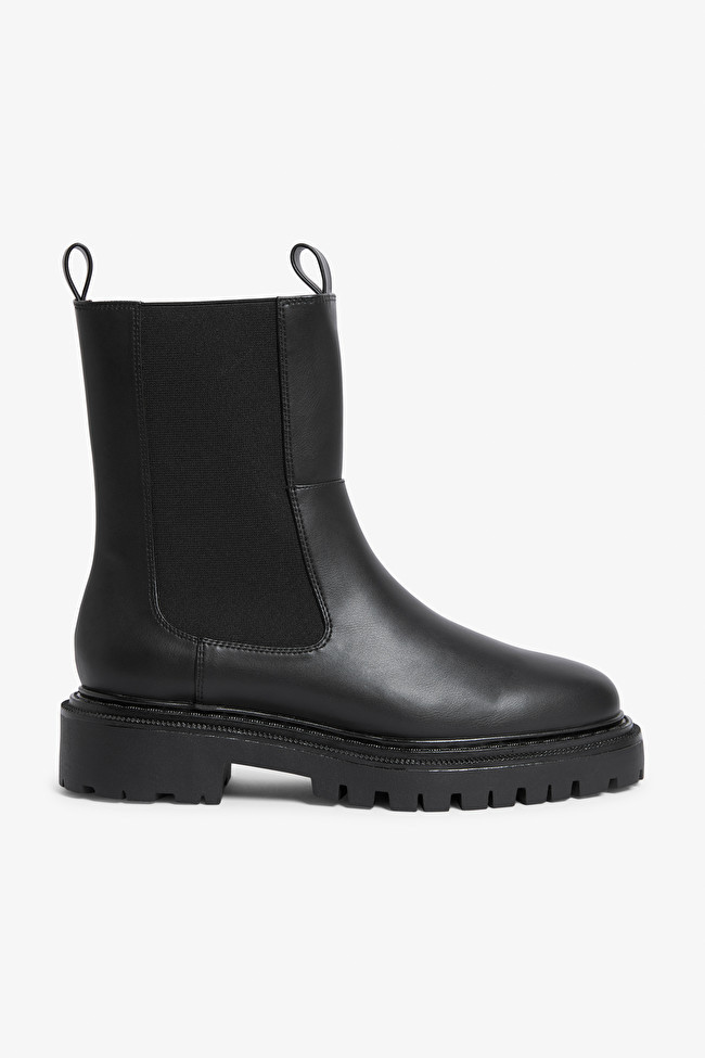 Black pull-on Chelsea boots | Monki