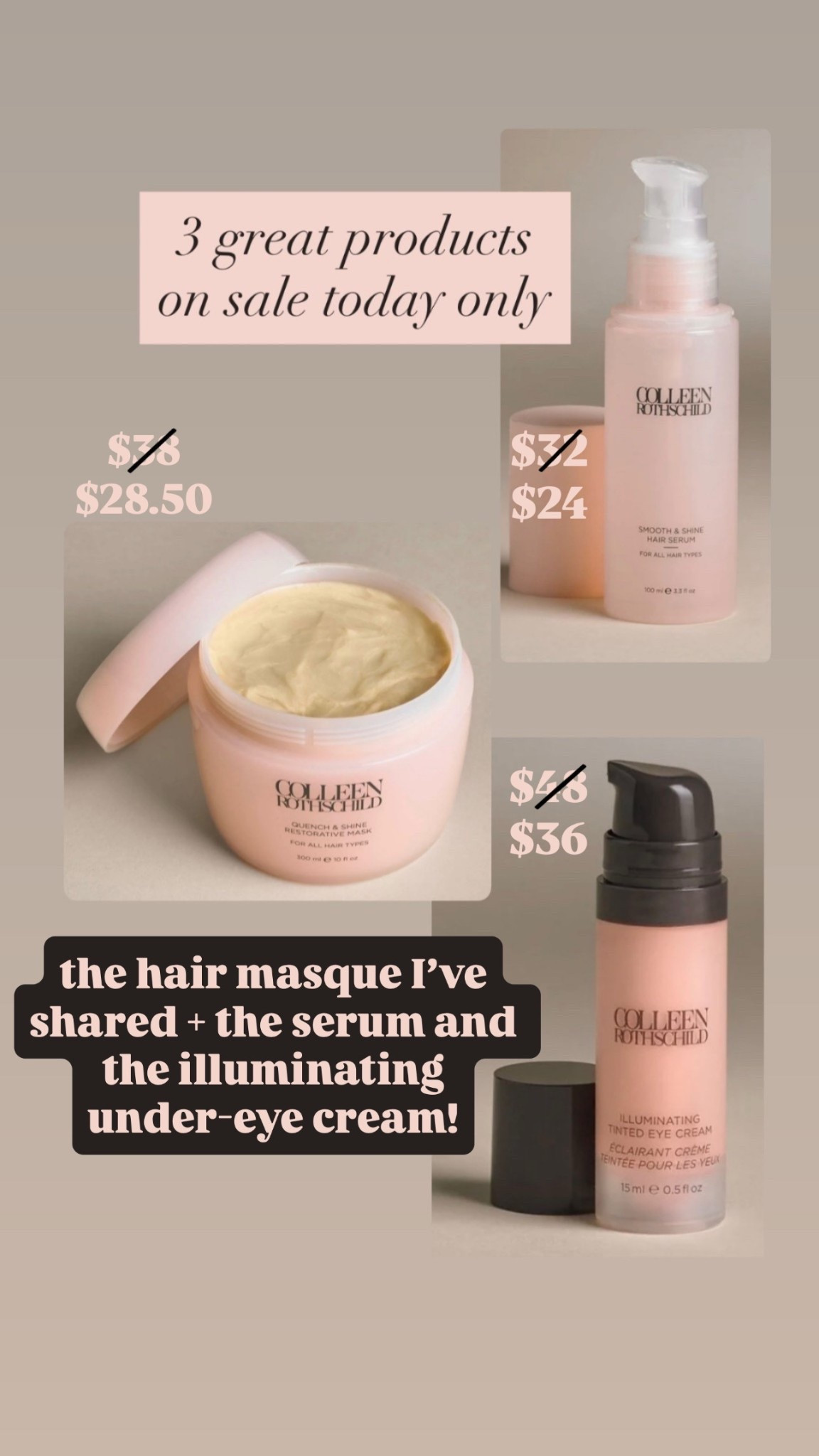 Colleen Rothschild products on sale! These are 3 I love, the eye tint is also a bestseller. #hairmasque #hairserum #eyecream #eyeconcealer #skincareover50 #haircare 

#LTKOver40 #LTKBeauty #LTKSaleAlert