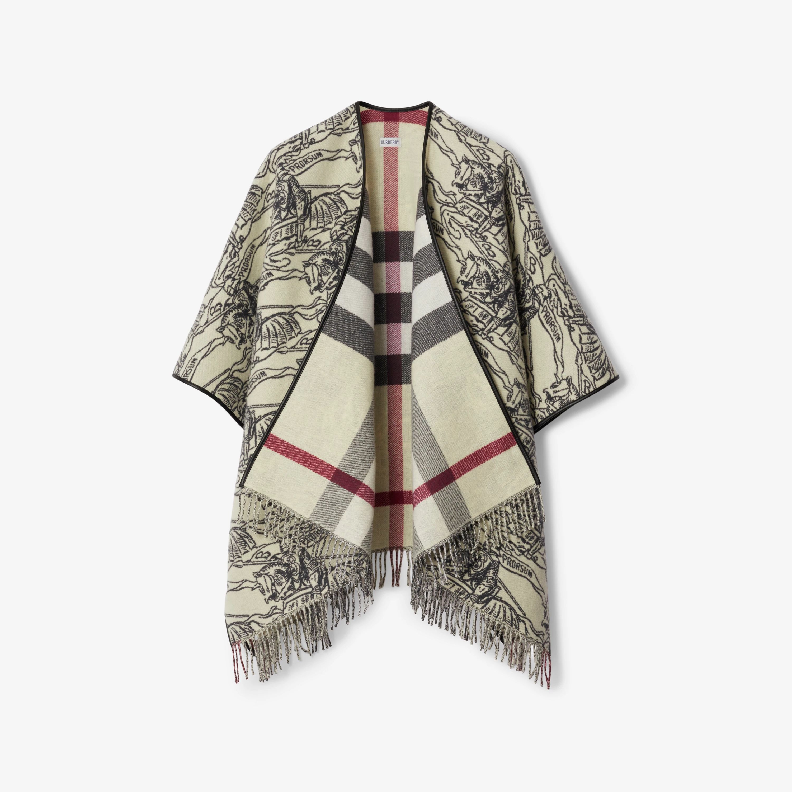 Reversible EKD Check Wool Cape in Stone | Burberry® Official | Burberry (US)