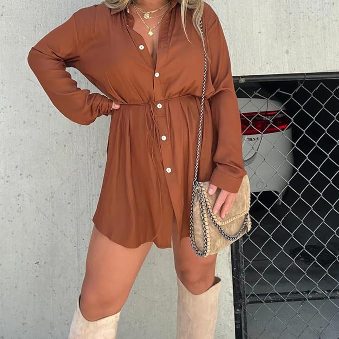 2023 New Satin Covered Nights Romper Dress, Satin Button Up Night Romper Dress Set With Shorts, L... | Amazon (US)