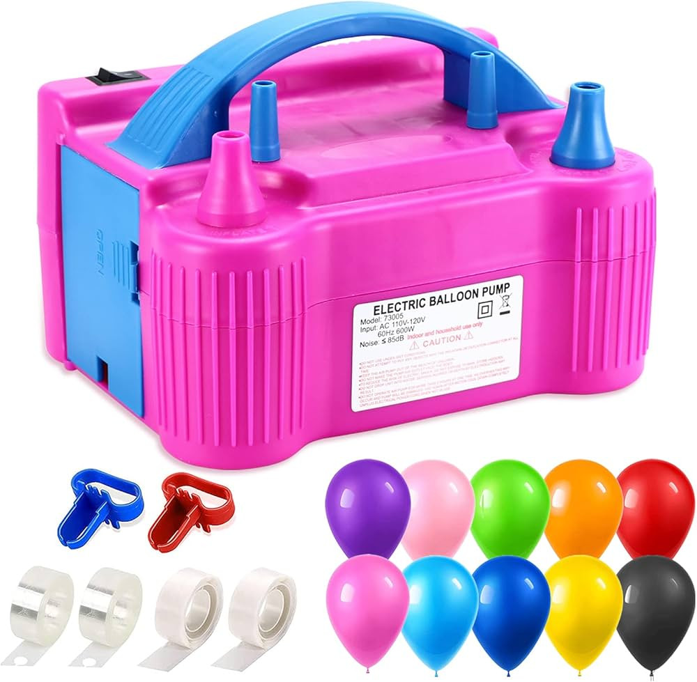110V Electric Balloon Pump Portable Dual Nozzle Electric Balloon Inflator with Tying Tool, Balloo... | Amazon (CA)