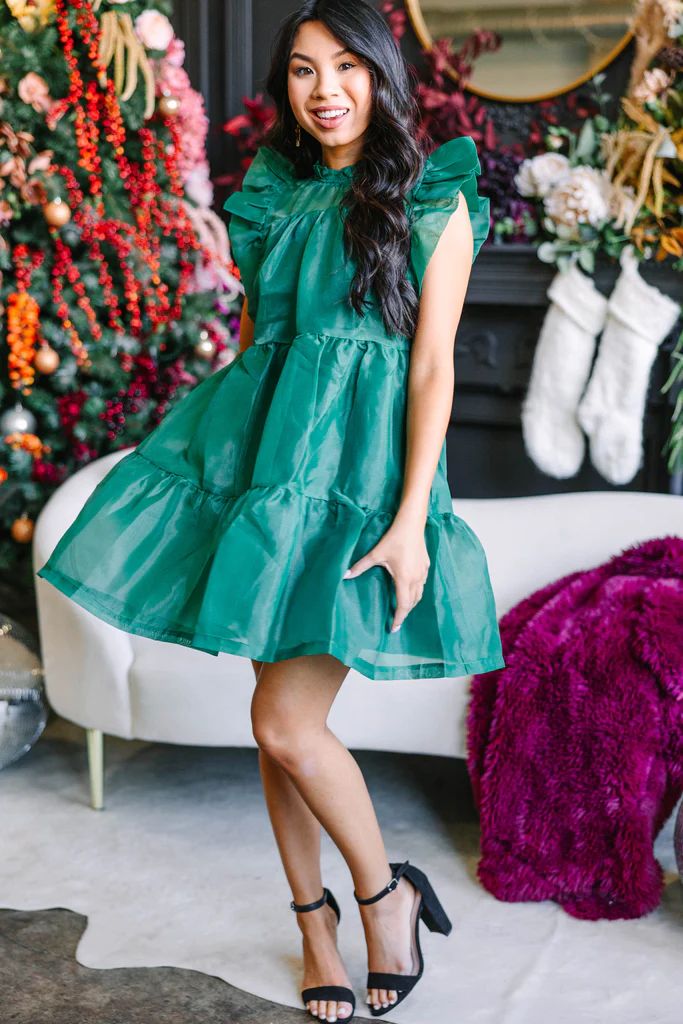 Keep Watch Emerald Green Ruffled Dress | The Mint Julep Boutique