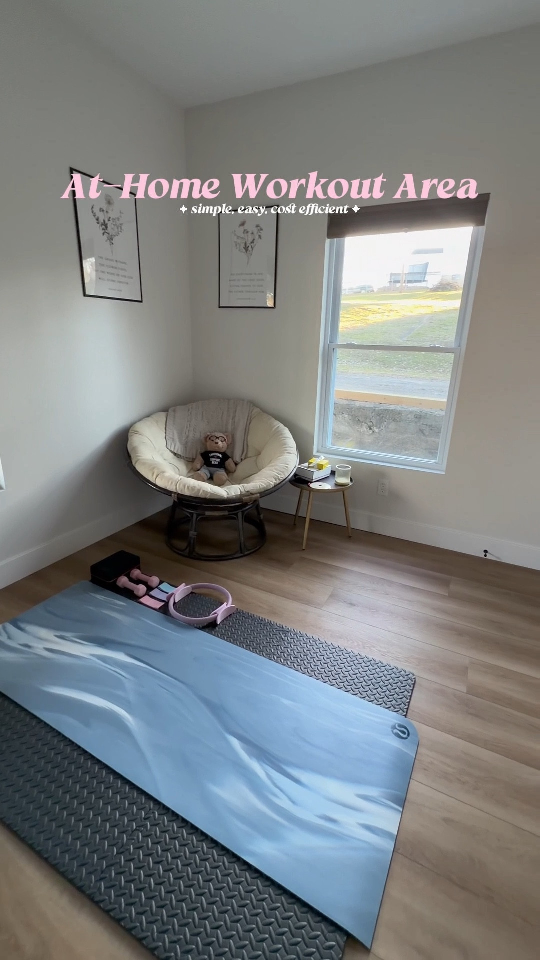 A simple, easy, and cost efficient way to make an at-home workout area! It's not much, but it's all I need! Here is your encouragement to just make do with what you have and don't let it stop you! 🩷 


#LTKActive #LTKselfcare #LTKfitnessgoals