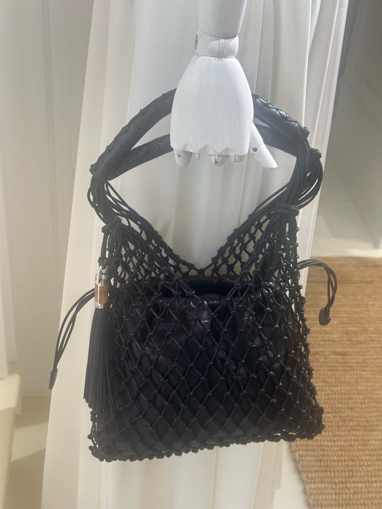 Black calfskin macrame  bag from Ralph Lauren