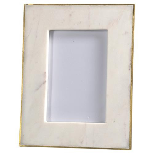 Estelle Modern Classic Gold Edge White Marble Picture Frame - 4x6 | Kathy Kuo Home