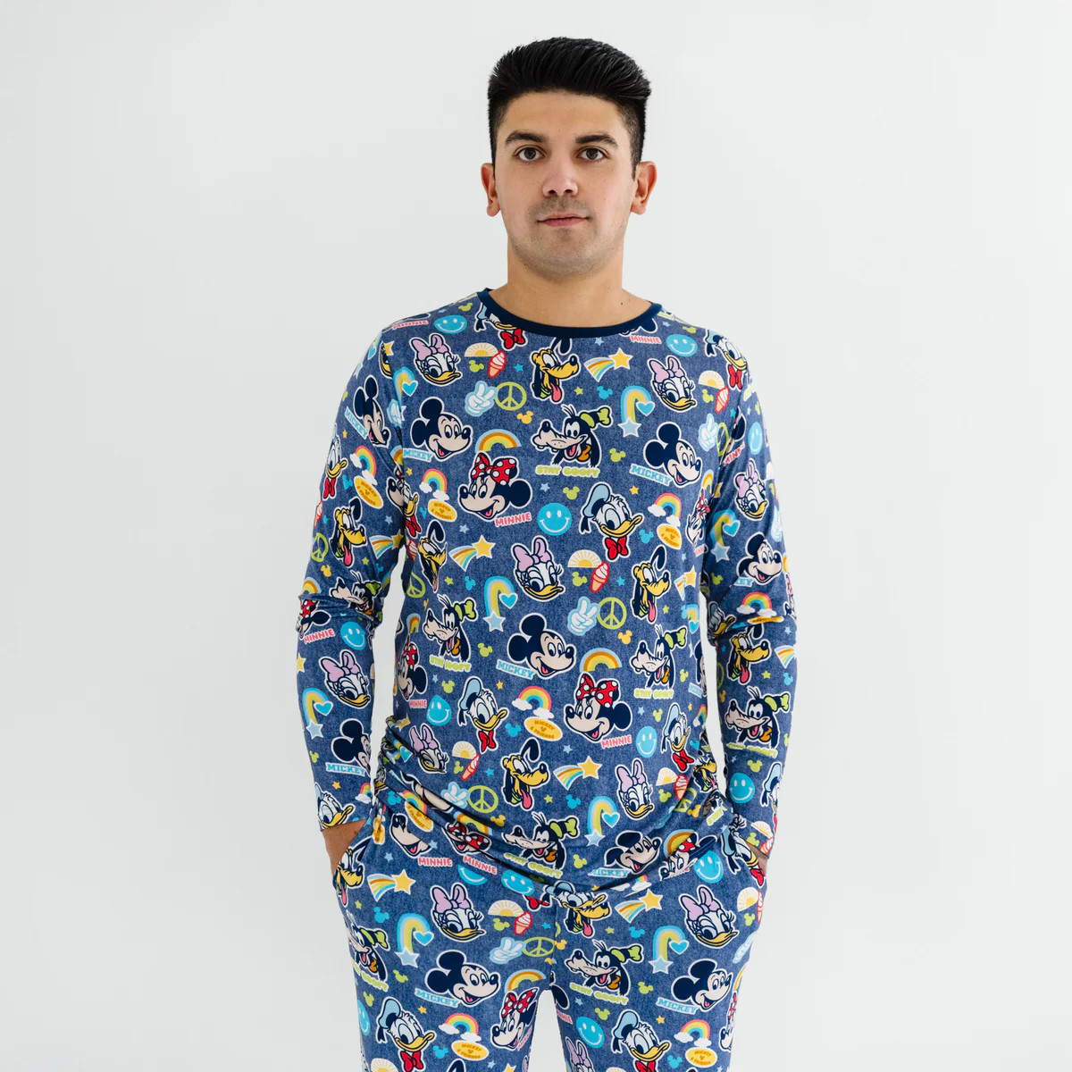 Navy Disney Mickey's Clubhouse Men's Long Sleeve Pajama Top | Little Sleepies
