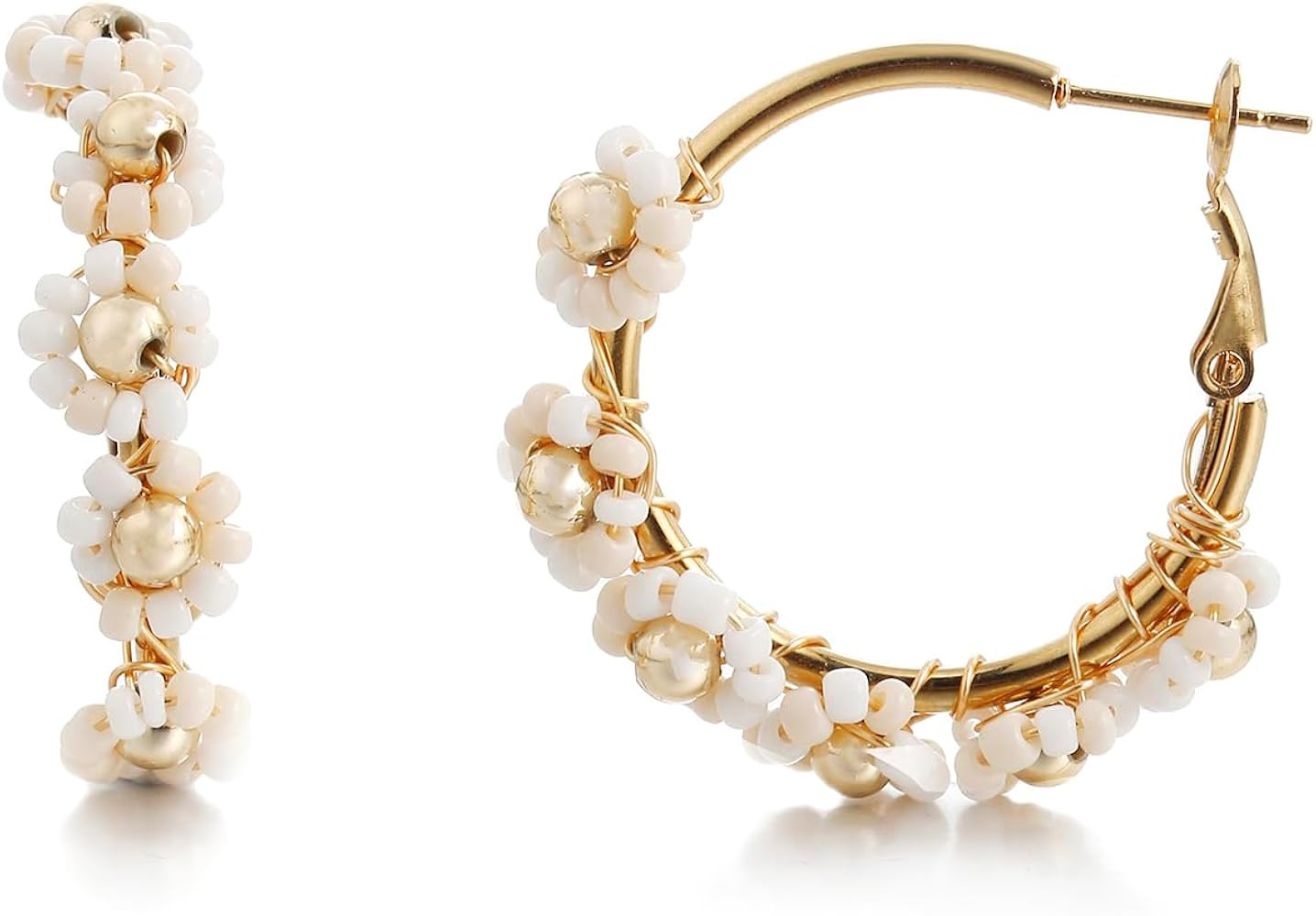 Colorful Beaded Earrings for Women, Boho Flower Hoop Earrings | Amazon (US)