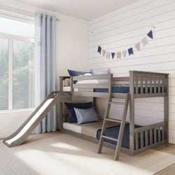Twin Over Twin Low Bunk Bed With Slide | max & lily
