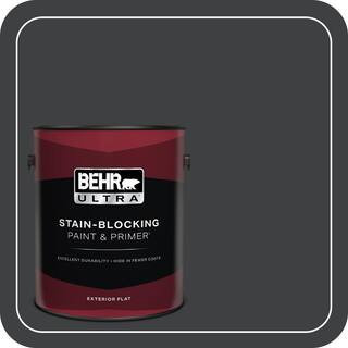 1 gal. Home Decorators Collection #HDC-MD-04 Totally Black Flat Exterior Paint & Primer | The Home Depot