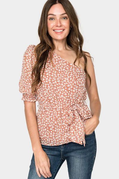 One Shoulder Tie Waist Blouse | Gibson