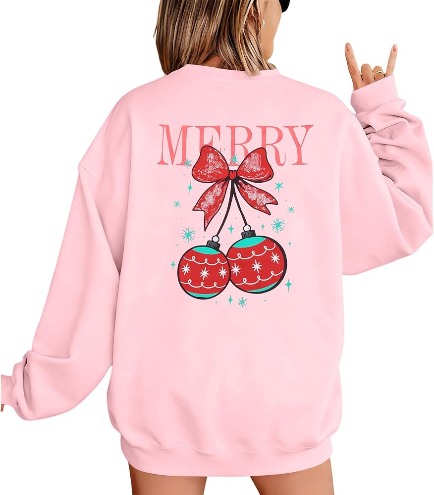 MNLYBABY Merry Christmas Santa Sweatshirt Oversized: Women Christmas Shirt Santa Claus Sweater Ch... | Amazon (US)