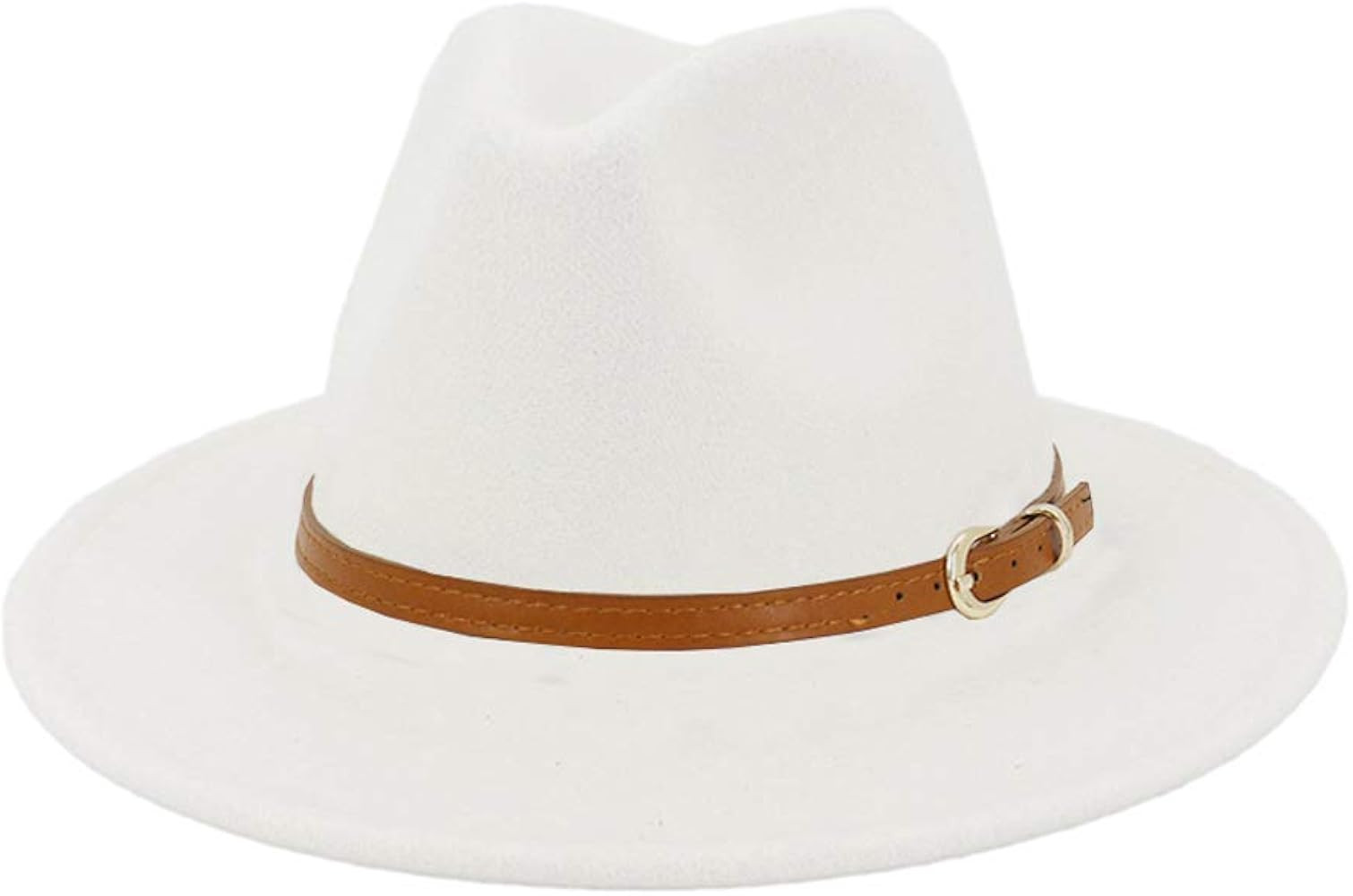 Men & Women Panama Hat Classic Wide Brim Fedora Hat with Belt Buckle | Amazon (US)