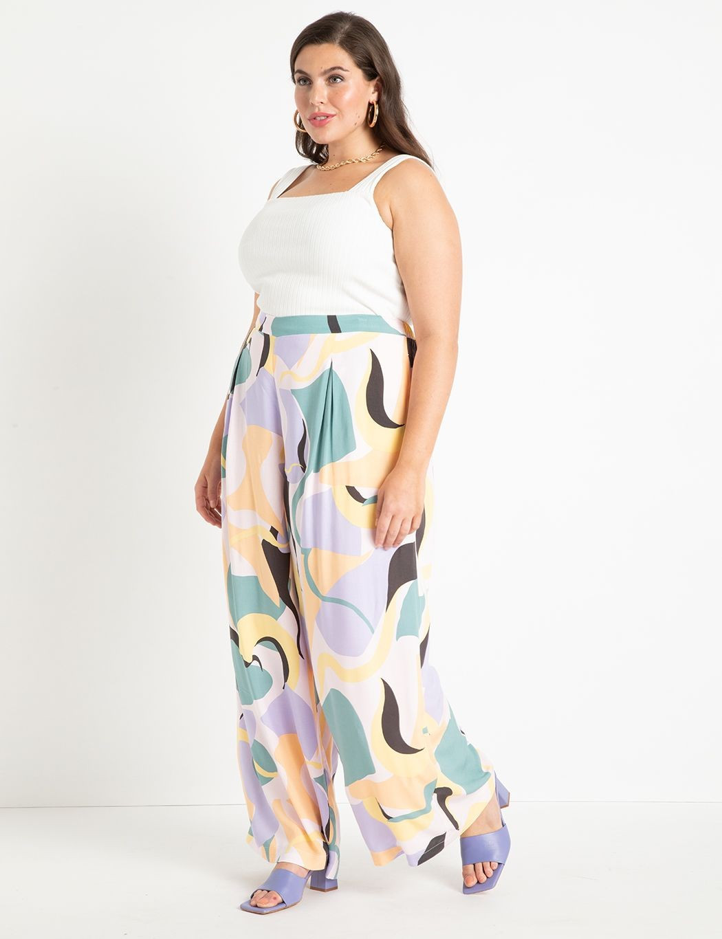 Printed Palazzo Pant | Women's Plus Size Pants | ELOQUII | Eloquii
