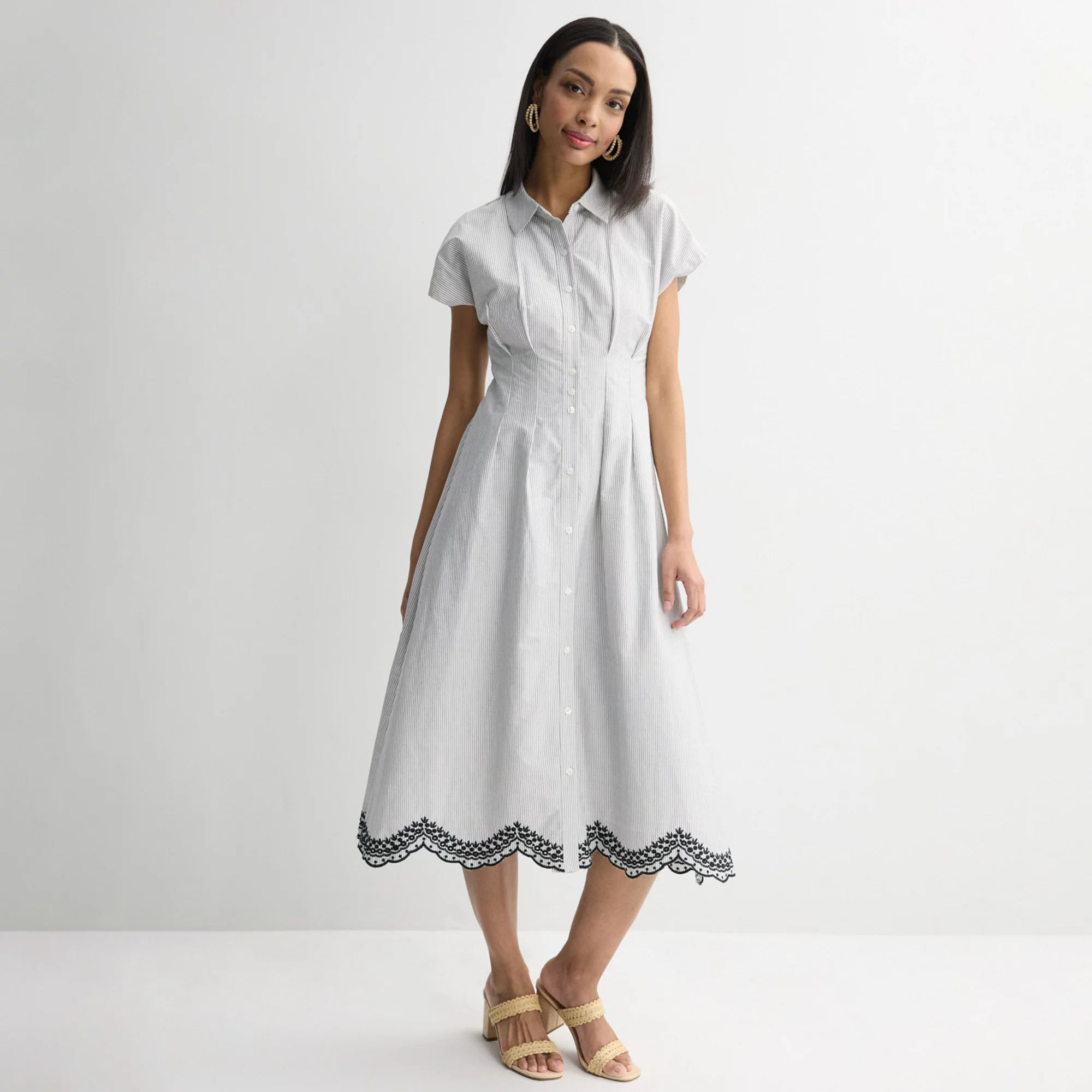 Women's Nine West Cinched Waist Midi Shirt Dress | Kohl's