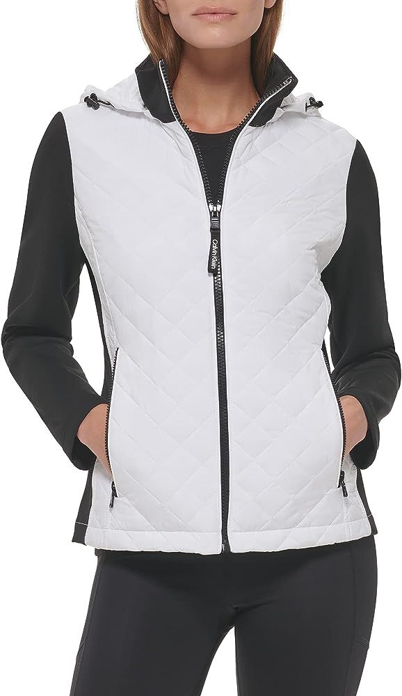 Calvin Klein Women's Scuba Sleeve Quilted Jacked with Detachable Hood | Amazon (US)