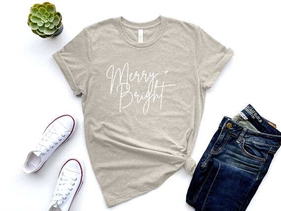 Merry + Bright Holiday Shirt | Etsy (US)