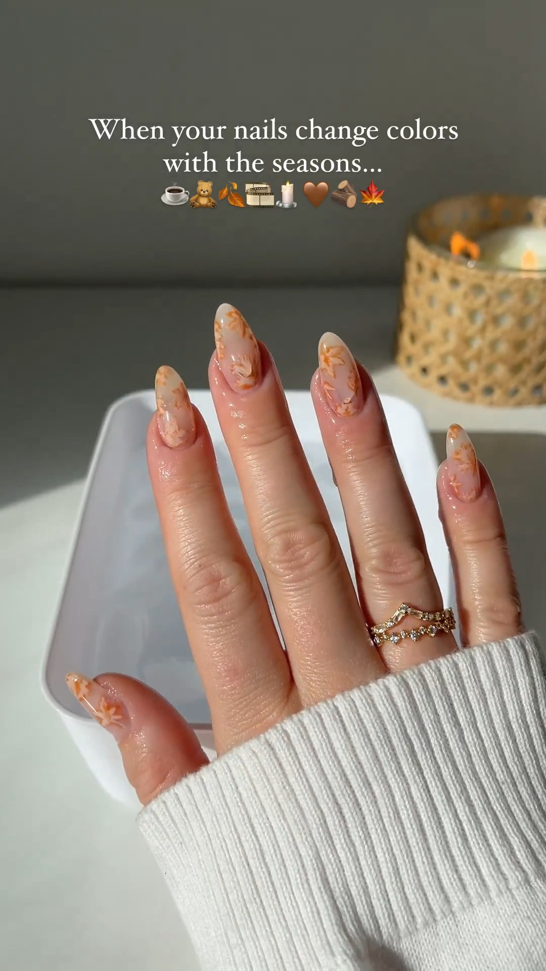 I’m in a autumnal state of mind 🍂☁️☕️

These rings by @heartmadeofgoldjewelry are so stunning. I’m honestly so obsessed… don’t be shocked if I’m wearing them for every set now. 🫣🤗 

Also thank you so much to @bitterblossomnails for sending me such cute inspo. 🥹🍁 When I hit 5K she won and got to choose my look. She seriously couldn’t have chosen anything more perfect. 

*pr 

#heartmadeofgoldjewelry #fallnails #leafnails #autumnal #fallvibes #nailtrends

#LTKSeasonal #LTKHalloween #LTKbeauty