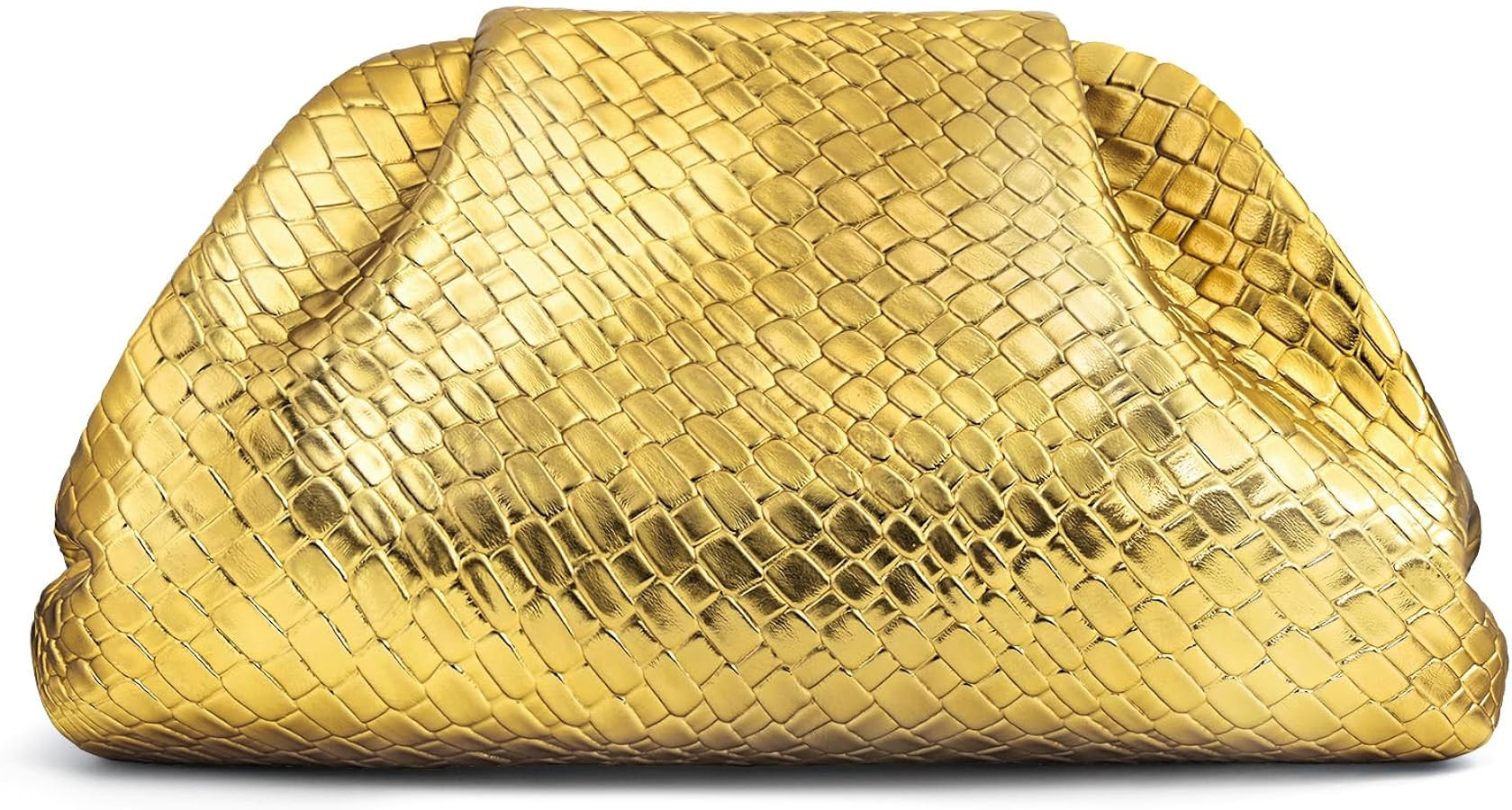 Oversized Dumpling Clutch, PU Leather Woven Handbag for Women, Magnetic Closure Evening Clutch Pu... | Amazon (US)