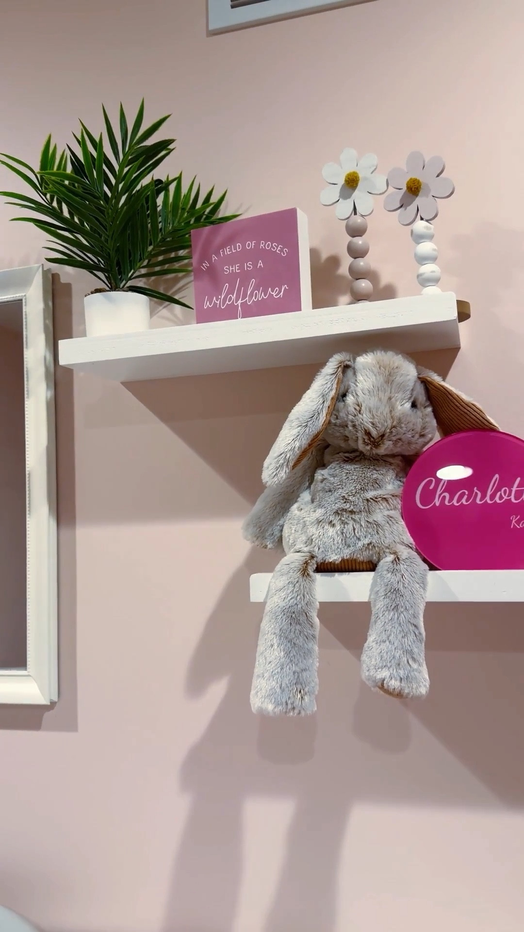 baby girl nursery 

pink | nursery | baby girl | bunny | wall decor | shelves 

#LTKHome #LTKSaleAlert #LTKBaby