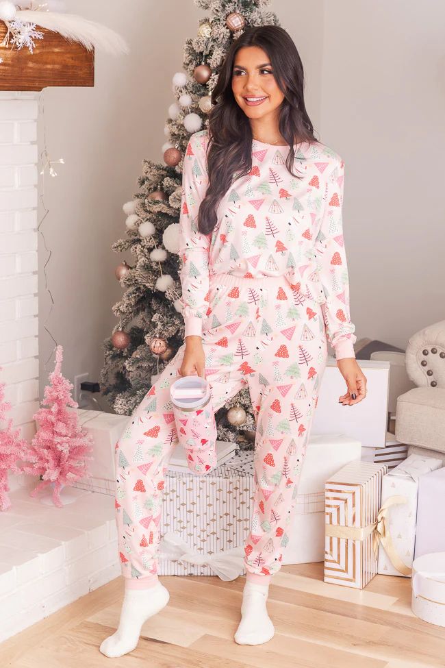 Merry All the Way Pink Trees Pajama Top FINAL SALE | Pink Lily