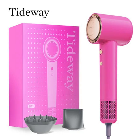 Tideway H11 Hair Dryer with Diffuser, High-Speed 110,000 RPM Brushless Motor, Plasma Tech, Smart Temp Control, Lightweight, Pink | Walmart (US)