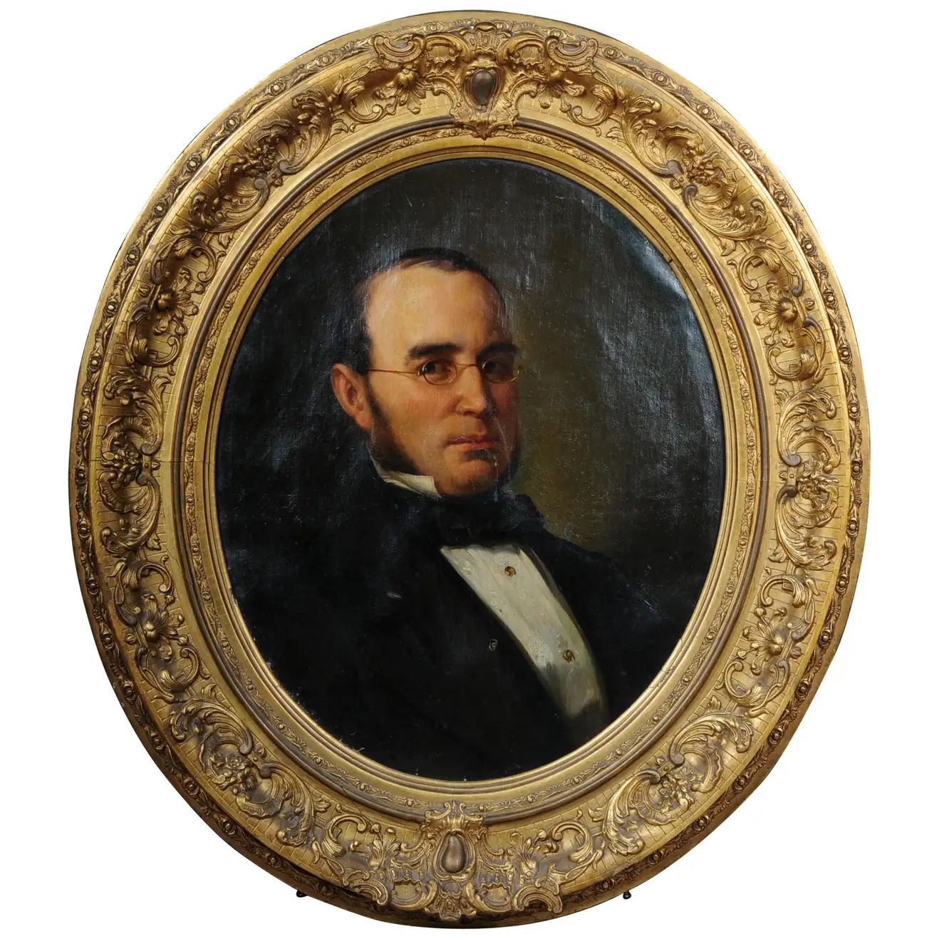 Antique Oval Biedermeier Gentlemen's Portrait / Painting, 19th Century | 1stDibs