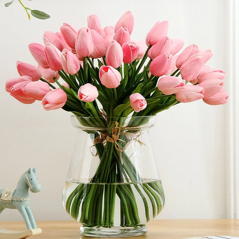 Manunclaims 1 Bouquet Tulips Artificial Flowers Faux Tulip Stems Real Feel PU Tulips for Easter S... | Walmart (US)