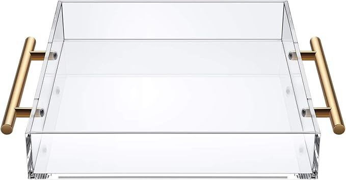 Clear Acrylic Serving Tray with Handle for Tea, Breakfast, Food, Coffee,Acrylic Decorative Tray O... | Amazon (US)