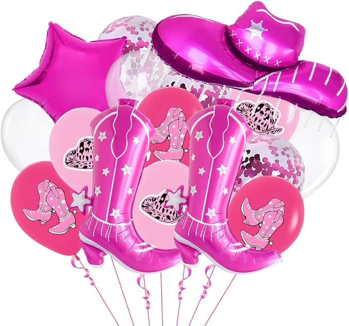 Cowgirl Hot Pink Boot Hat Balloons Western Disco Cowboy Cowgirl Themed Balloons for Western Cow P... | Amazon (US)