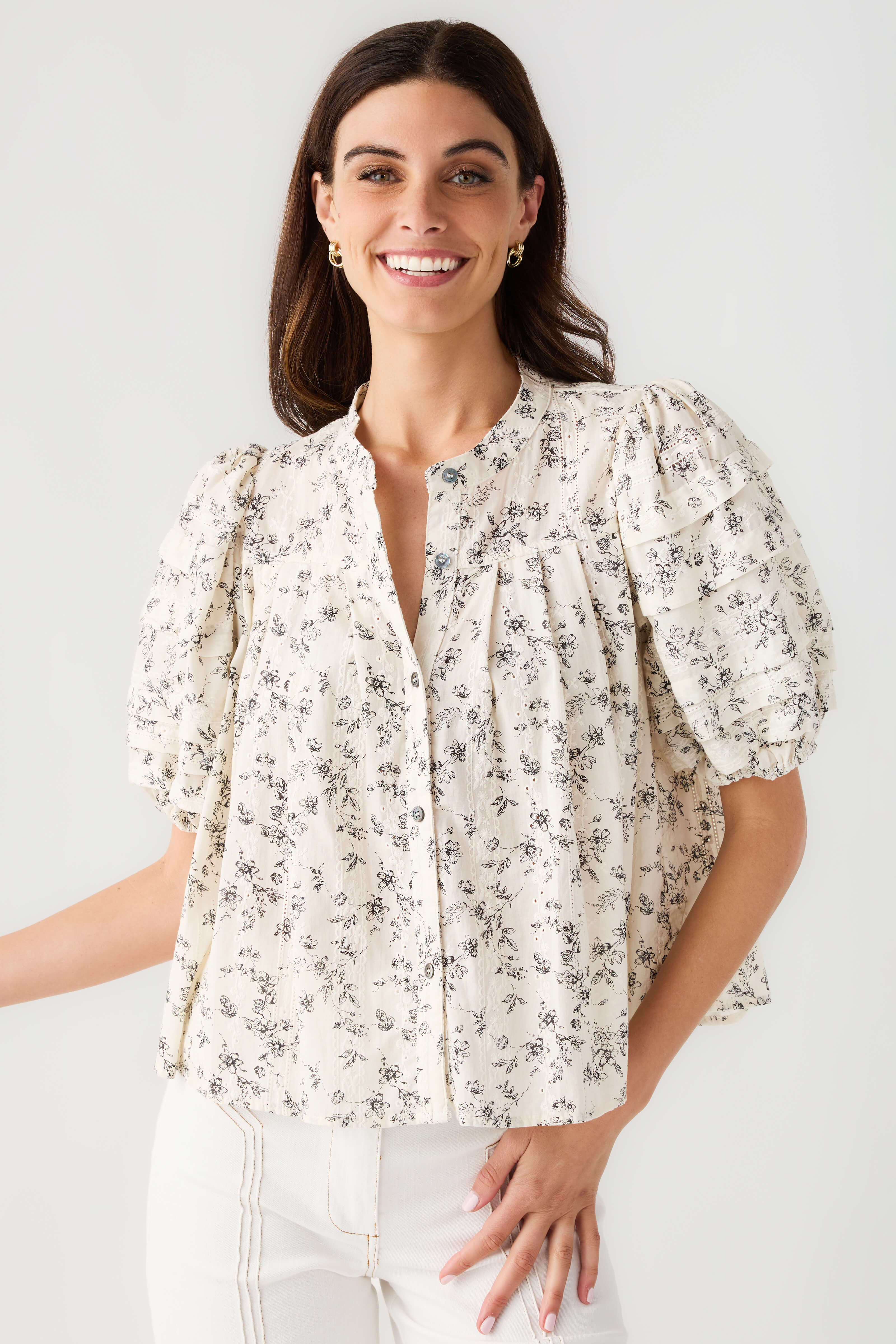 Olivaceous Puff Sleeve Top | Social Threads