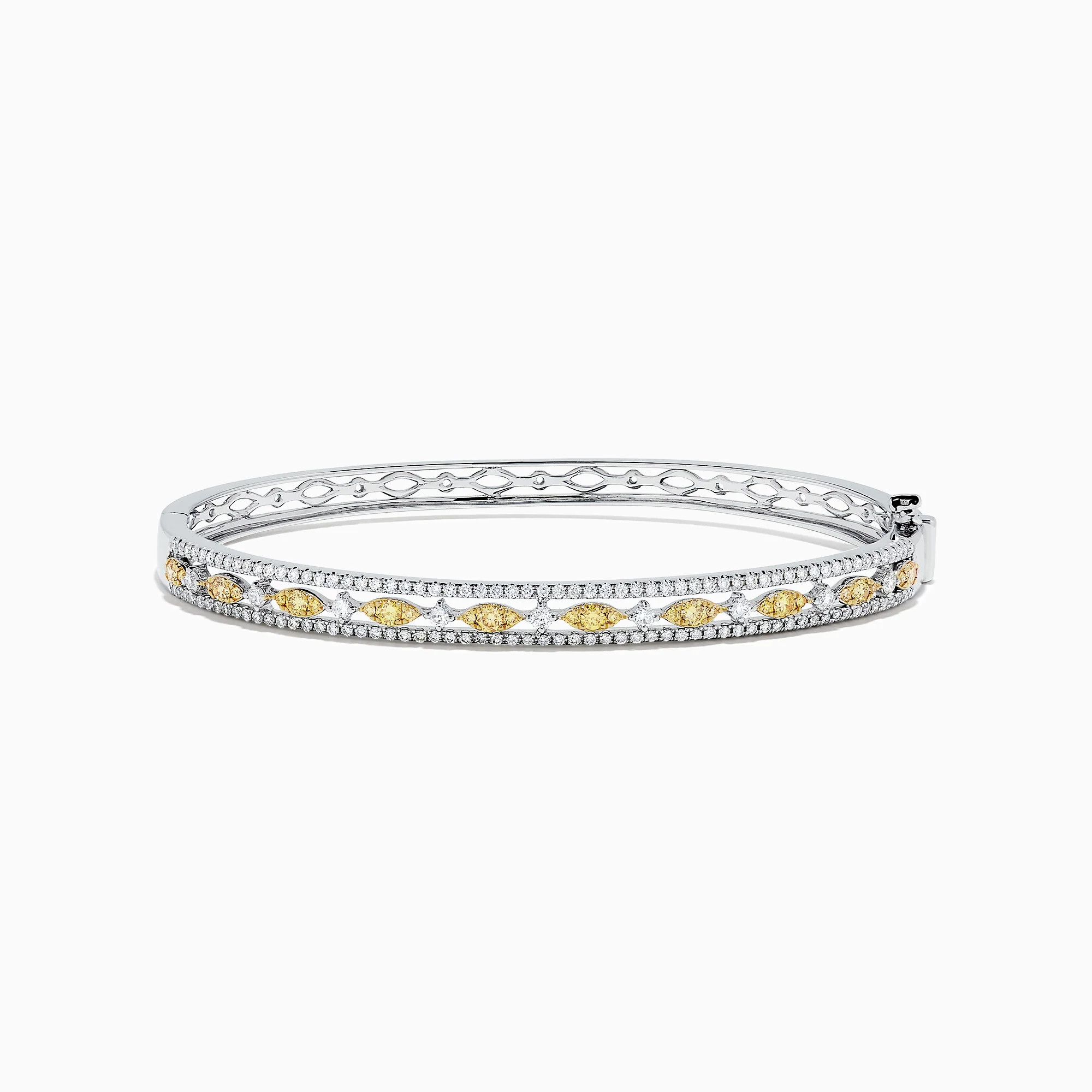 Canare 14K White Gold Yellow and White Diamond Bangle, 1.27 TCW | Effy Jewelry