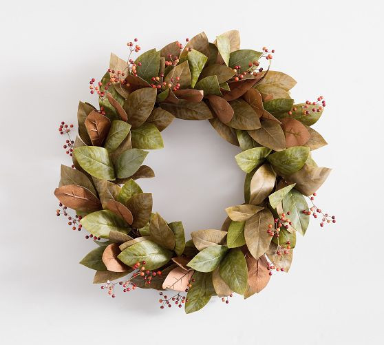Magnolia and Berry Wreath - 28"Diam | Pottery Barn (US)