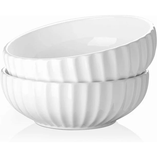 DOWAN 9.75" Large Serving Bowls, 86 oz Ceramic Big Salad Fruit Bowl 2.7 Quart, White Pasta Soup B... | Walmart (US)