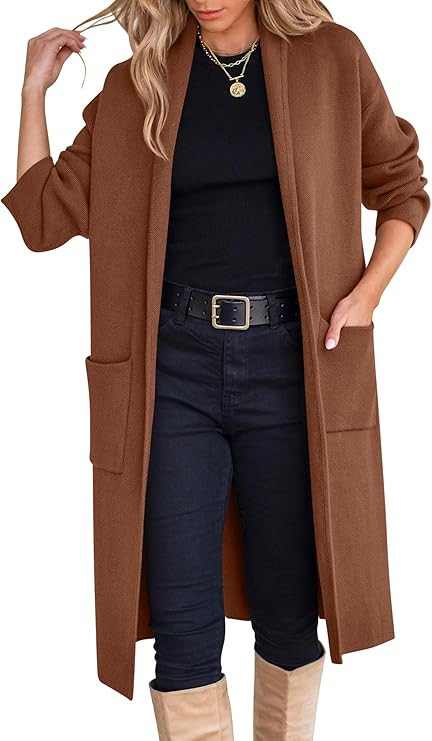 ANRABESS Women's Cardigan Long Sweater Oversized Open Front Knit Coatigan Duster Coat 2025 Trendy... | Amazon (US)