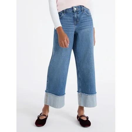 Weekend Academy Girls Cuffed Hem Jeans, Sizes 5-18 | Walmart (US)