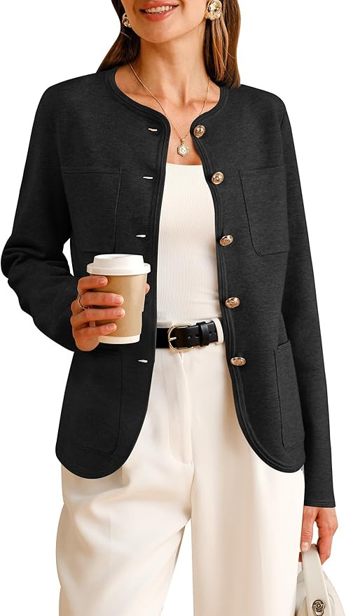 Arach&Cloz Womens Wool Blend Sweater Blazers Business Casual Jacket with Pockets 2025 | Amazon (US)