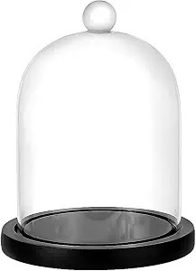 PH PandaHall Cloche Glass Dome Black Wooden Base Bell Jar Clear Glass Display Dome with Top Handl... | Amazon (US)