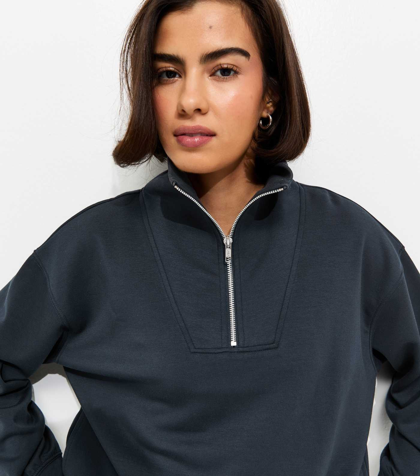 Premium Black Quarter Zip Sweatshirt | New Look | New Look (UK)
