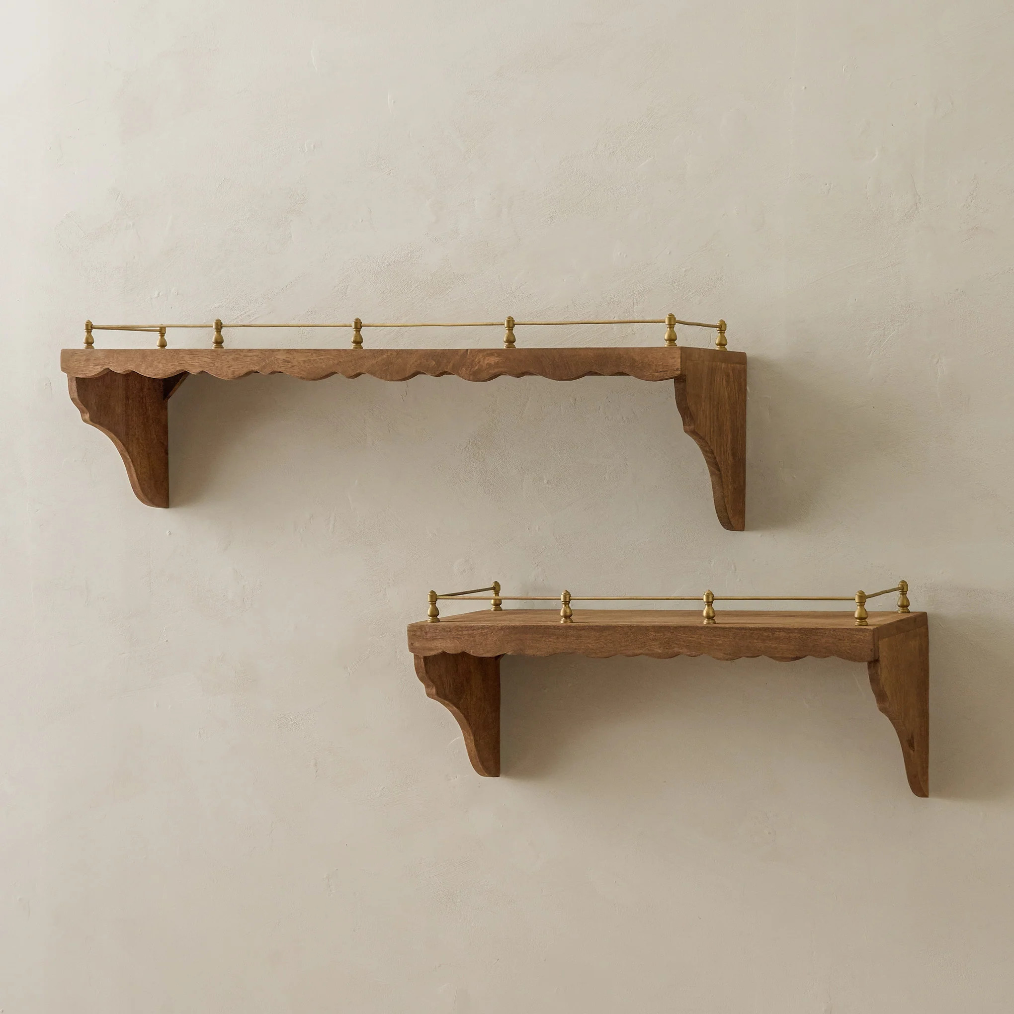 Quinn Wood and Brass Railing Shelf | Magnolia