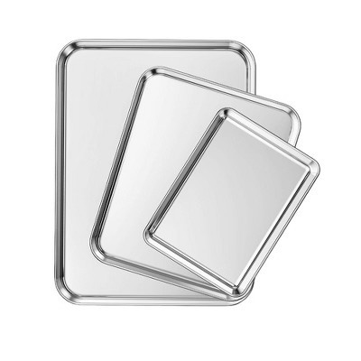 Itopfox Stainless Steel Baking Sheet Set of 3, Non Toxic & Heavy Duty Cookie Sheets, Easy Clean & Rust Resistant for Toaster Ovens & Serving | Target