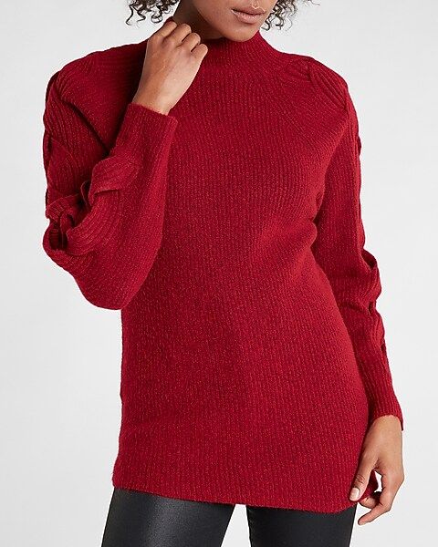 Cable Knit Sleeve Asymmetrical Tunic Sweater | Express