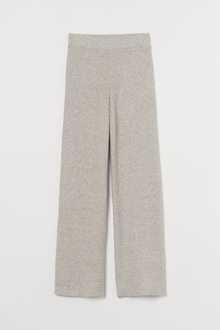 Soft, knit pants with covered elastic at waistband and straight, wide legs. | H&M (US + CA)