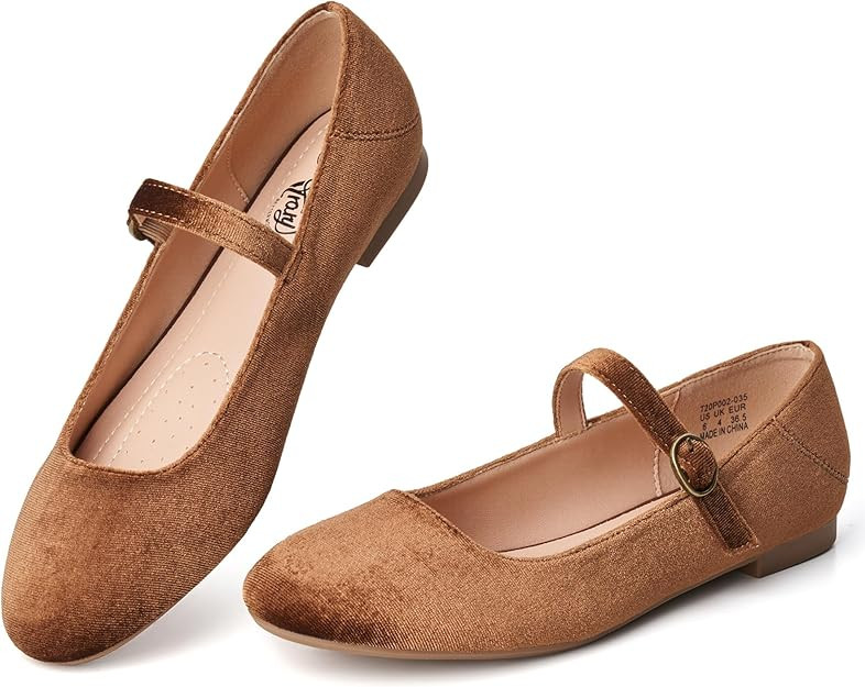 Trary Mary Jane Ballet Flats, Black Flats for Women, Ankle Strap Dressy Comfortable Flats | Amazon (US)
